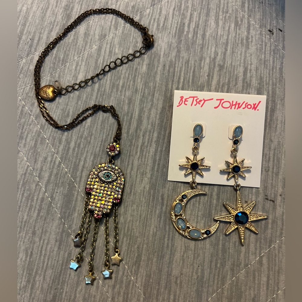 Betsey Johnson Cosmic set. Earrings/Necklace